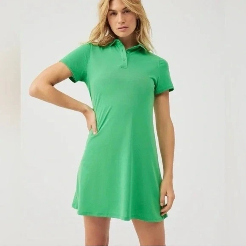 Outdoor Voices Polo Shirt Dress Women Green Short Sleeve Womens Medium Preppy